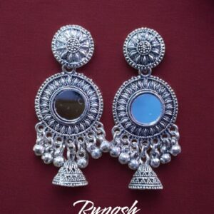 Silver Mirror Earring Jhumka Smile For Her